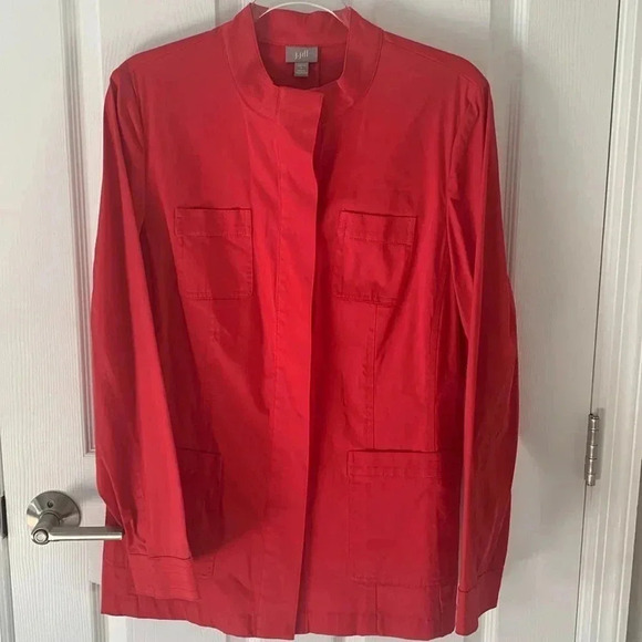 J Jill Bright Berry Pink Button Front Jacket - Picture 1 of 8